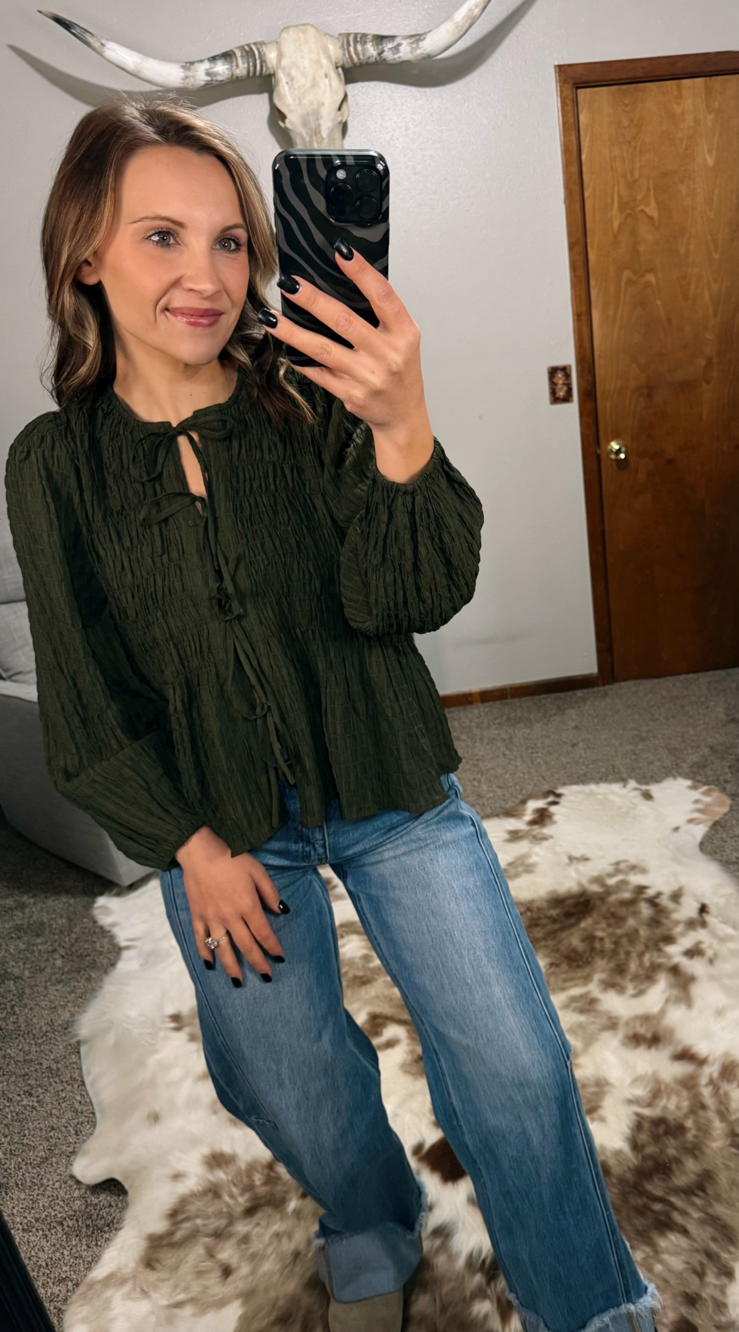 Textured Smocking Blouse