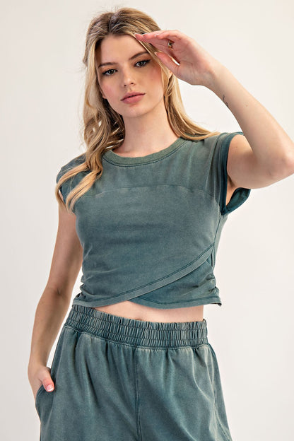 Mineral Washed Wrap Top