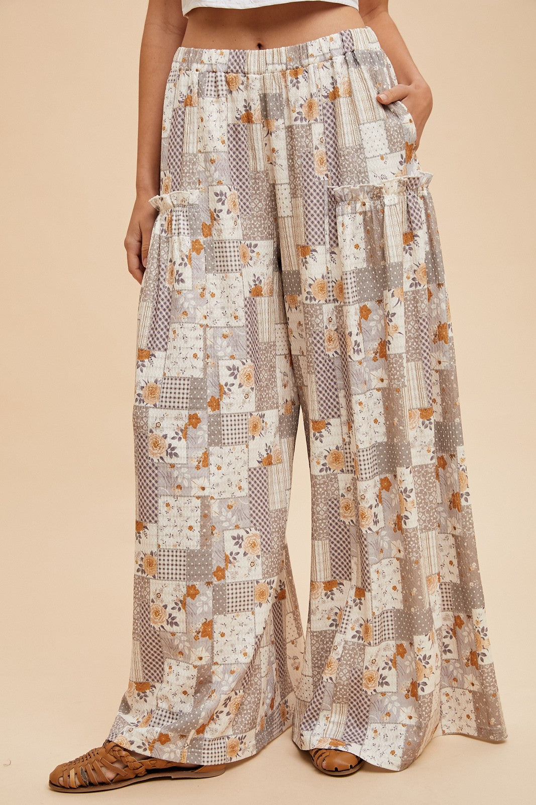 Patchwork Wide Leg Pants
