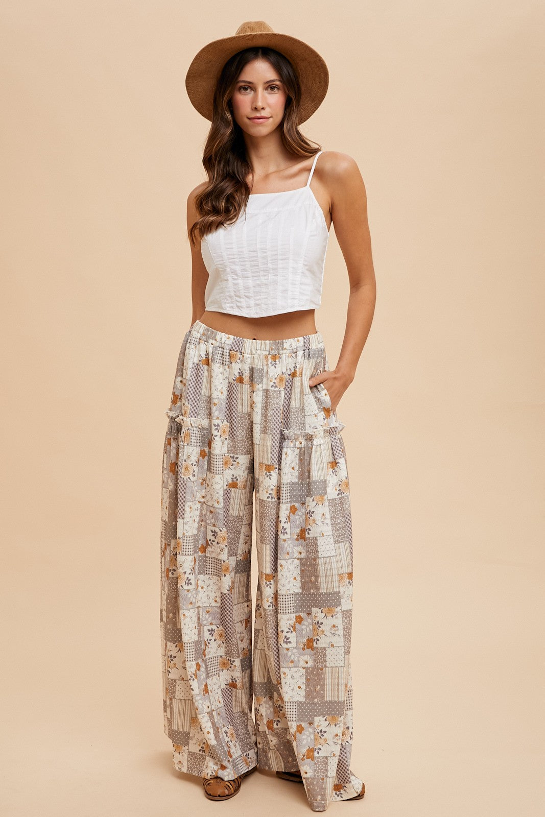 Patchwork Wide Leg Pants