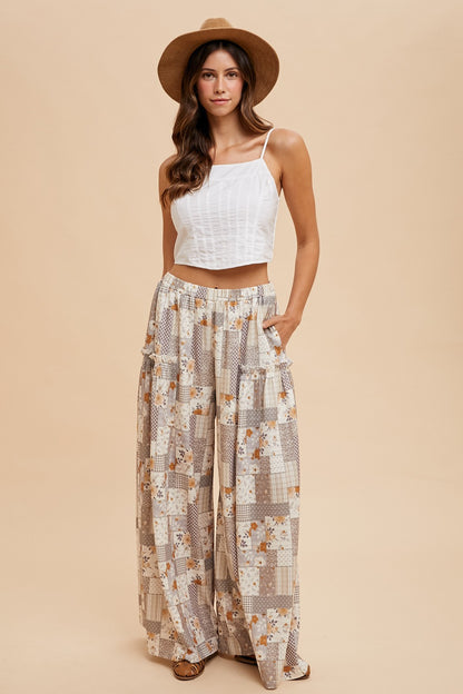 Patchwork Wide Leg Pants