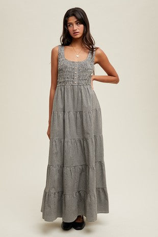 Plaid Tiered Midi Dress