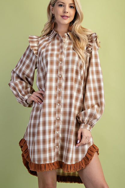 Plaid Mini Shirt Dress