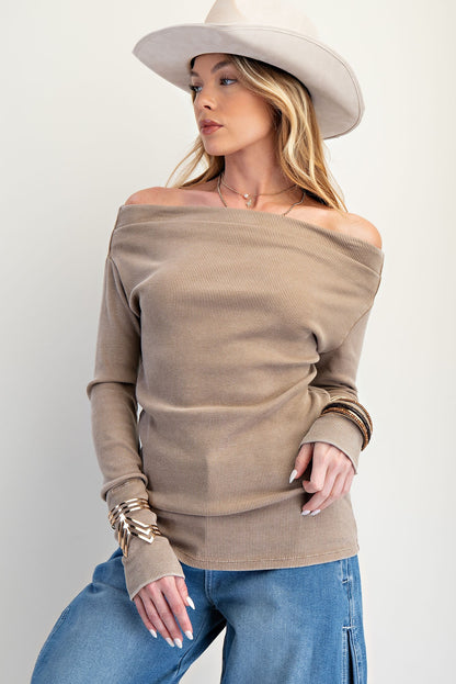 Off Shoulder Rib Knit Top