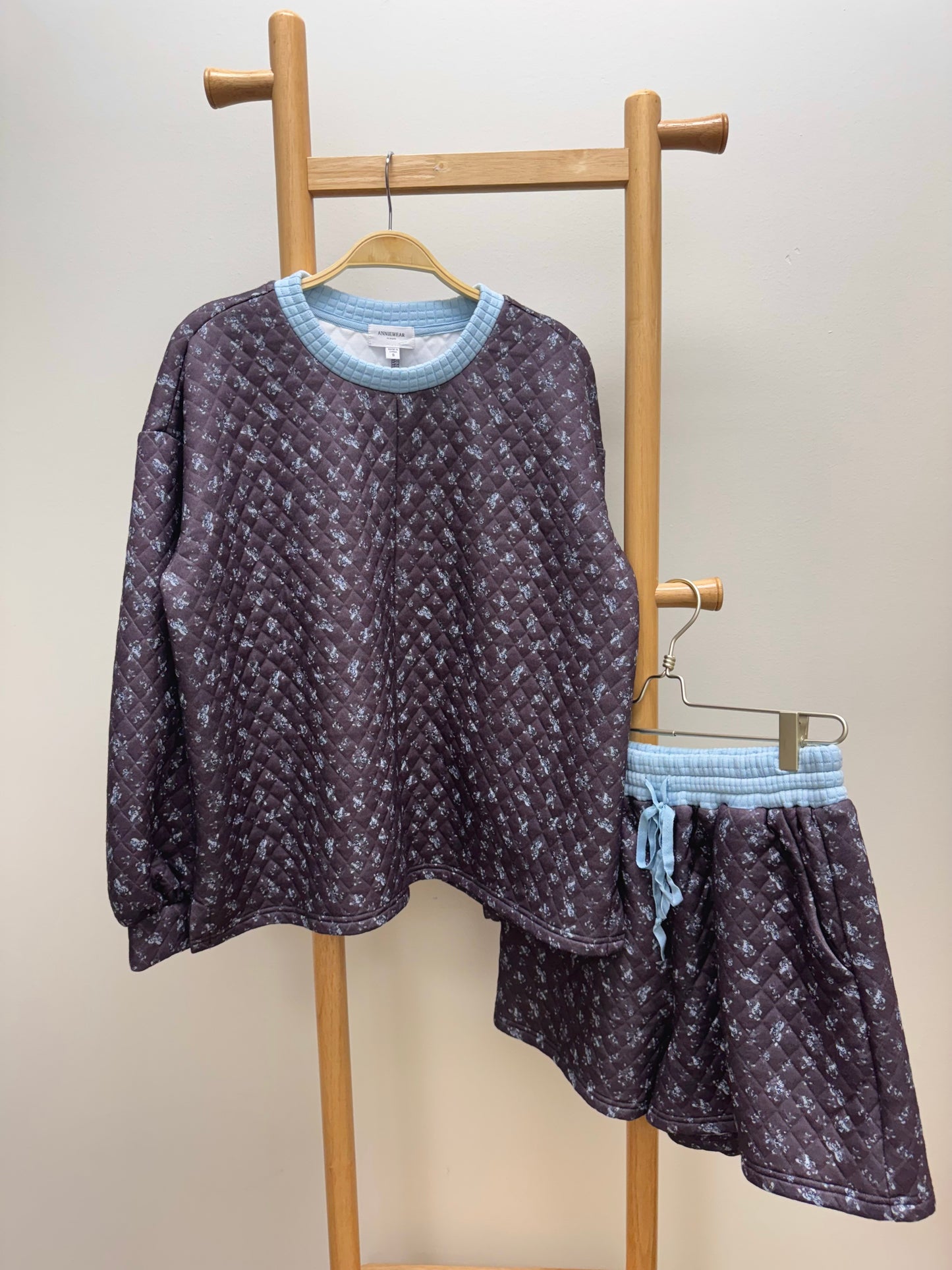 Quilted Floral Pullover & Shorts Set