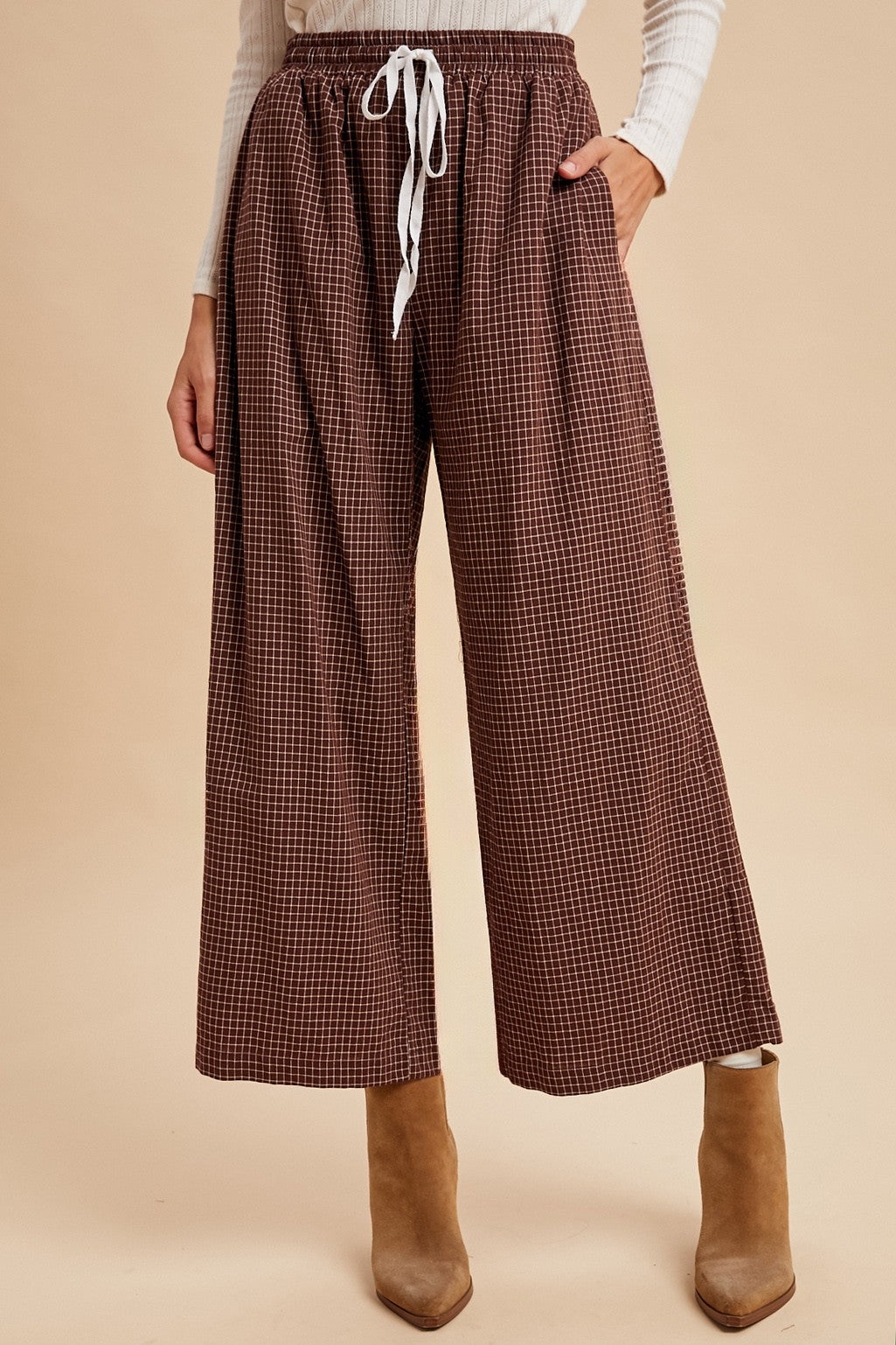 Plaid Drawstring Pants