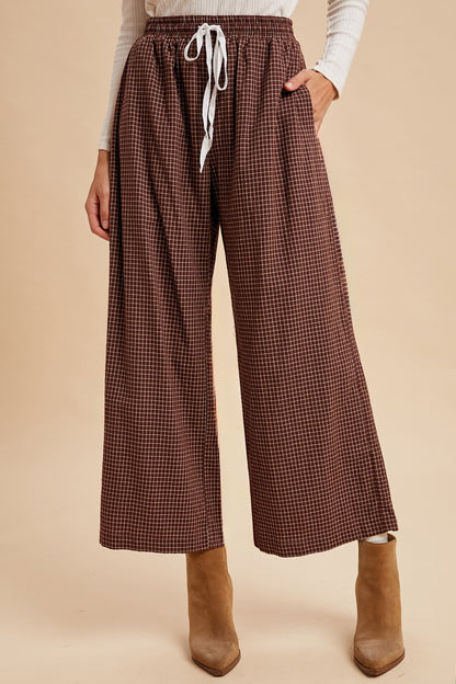 Plaid Drawstring Pants