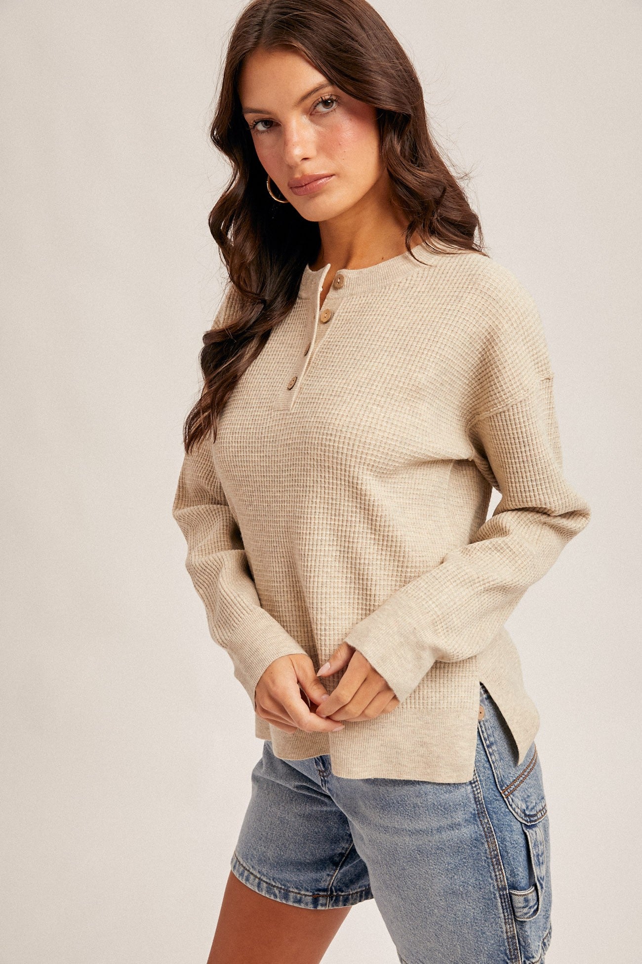 Waffle Sweater Knit Top