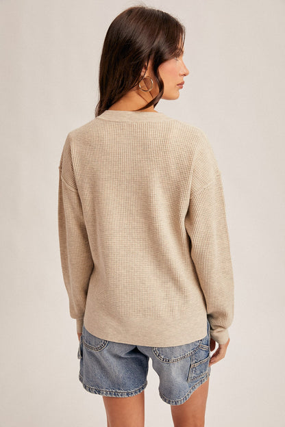 Waffle Sweater Knit Top
