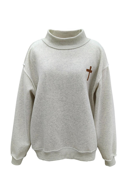 Cross Mock Neck Sweatshirt