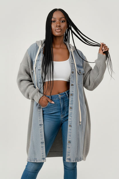 Denim & Knit Cardigan
