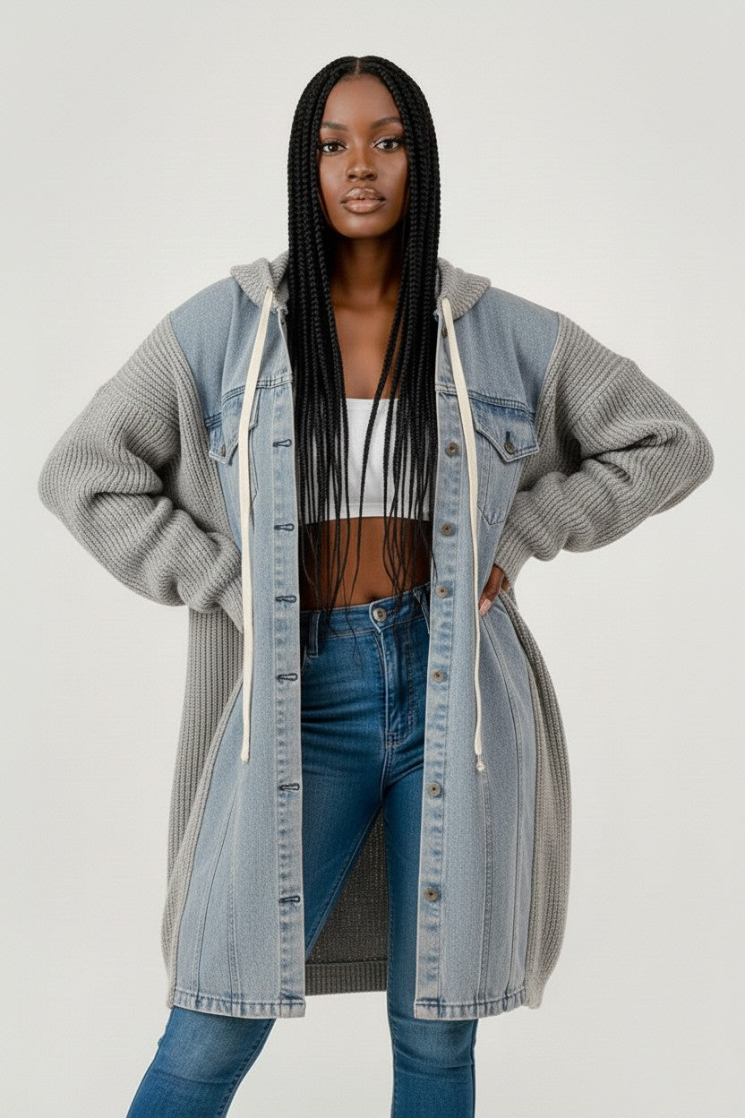 Denim & Knit Cardigan