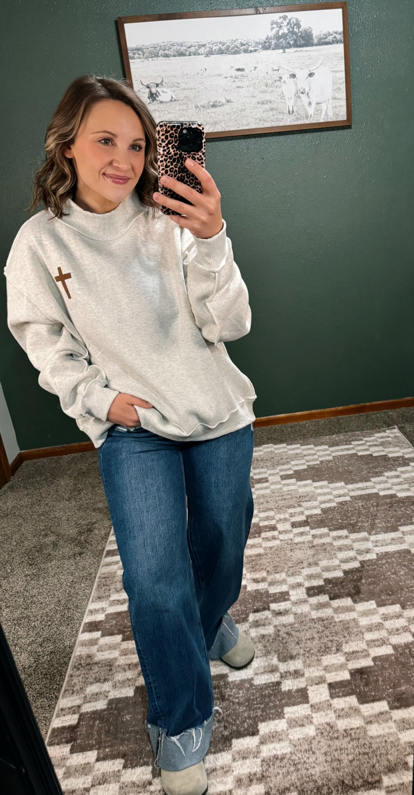 Cross Mock Neck Sweatshirt