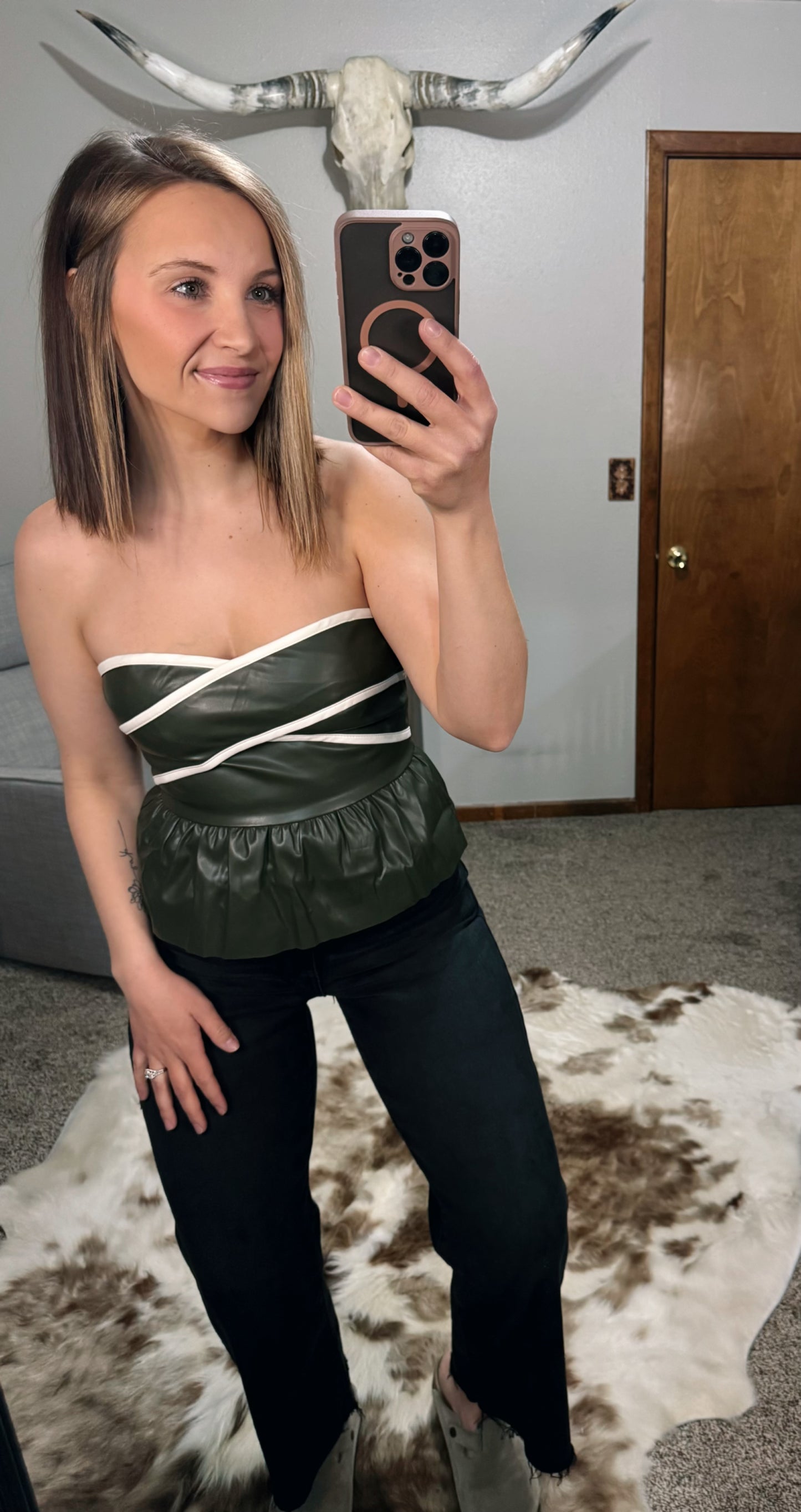 Faux Leather Sweetheart Top