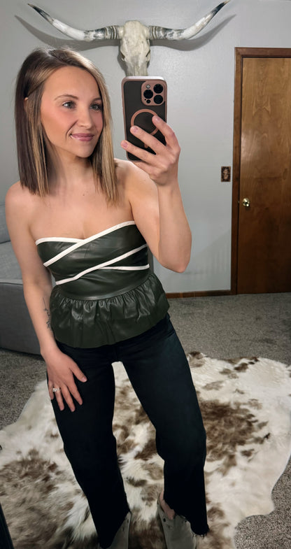 Faux Leather Sweetheart Top