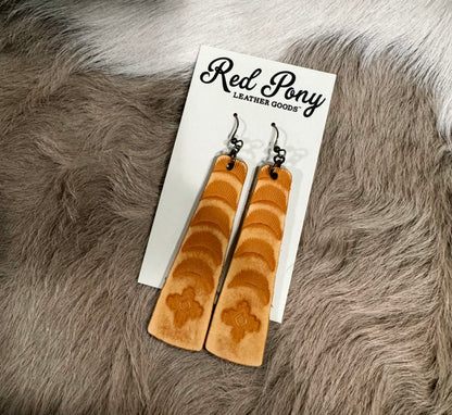 Western Hand Tooled Bar Earrings