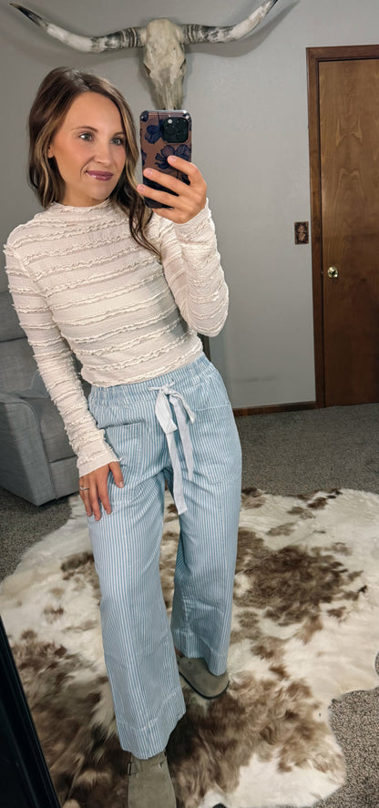 Striped Wide Leg Cropped Pants