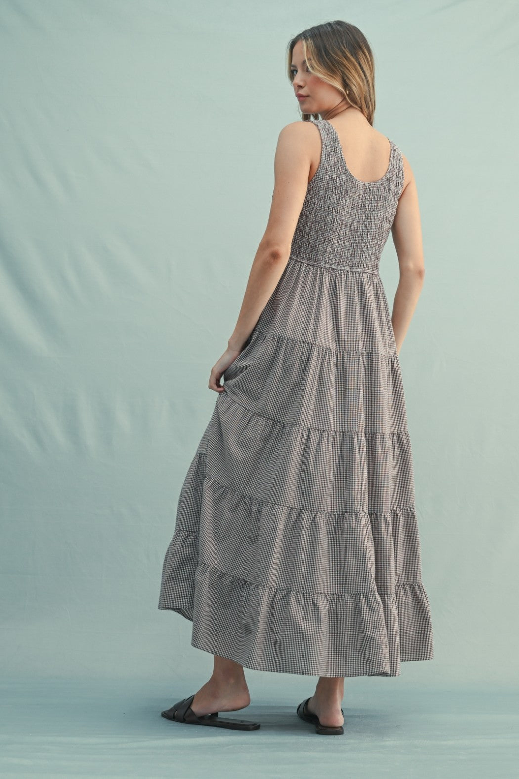 Plaid Tiered Midi Dress