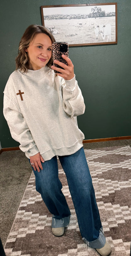 Cross Mock Neck Sweatshirt