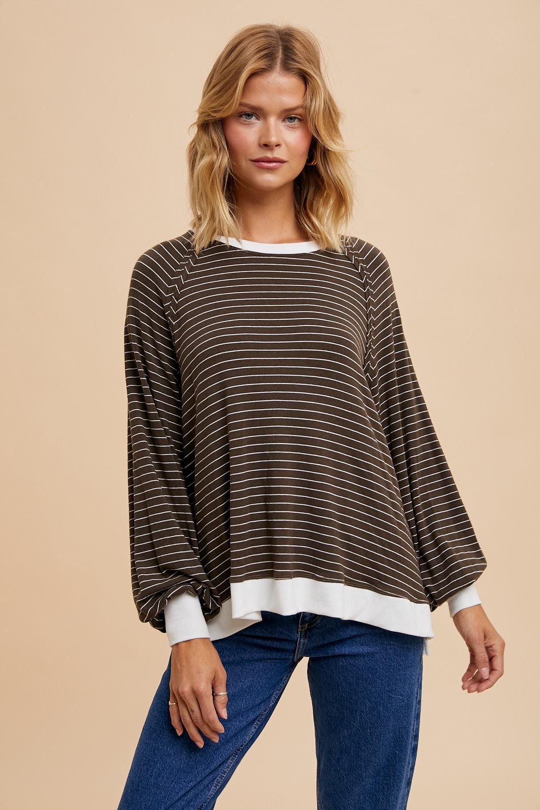 Striped Raglan Long Sleeve - Umber