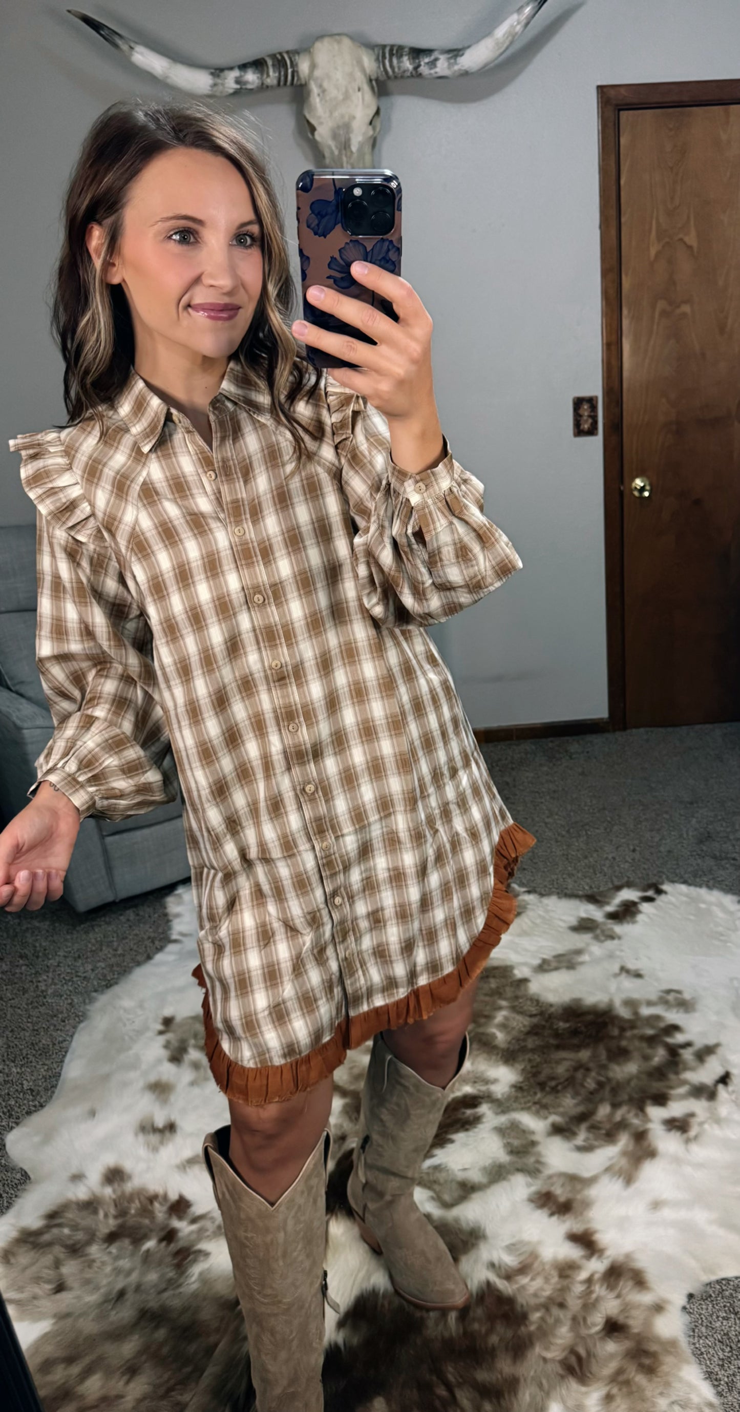 Plaid Mini Shirt Dress