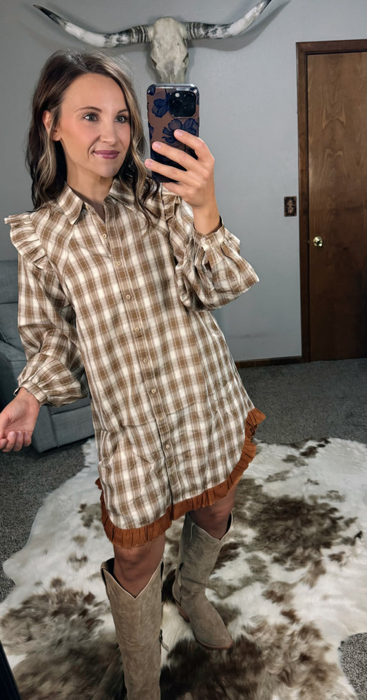 Plaid Mini Shirt Dress