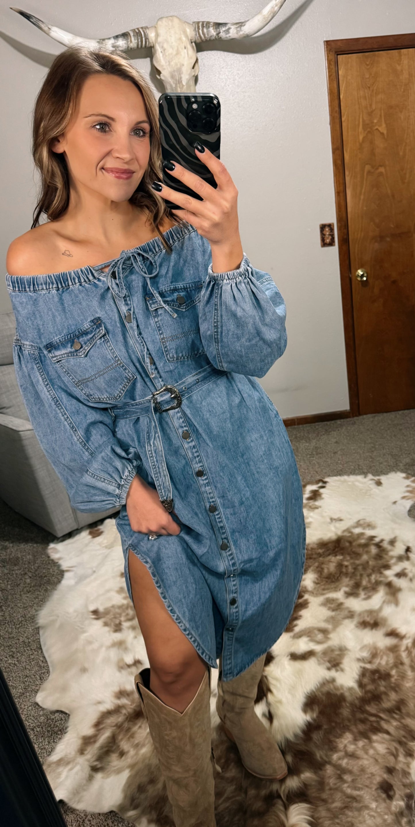 Belted Denim Dress