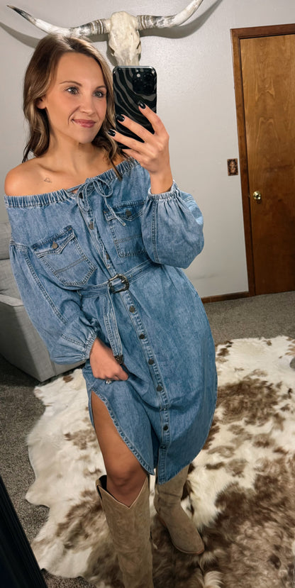 Belted Denim Dress