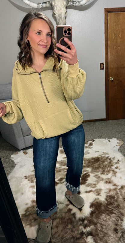 Vintage Washed Thermal Zip Up Hoodie