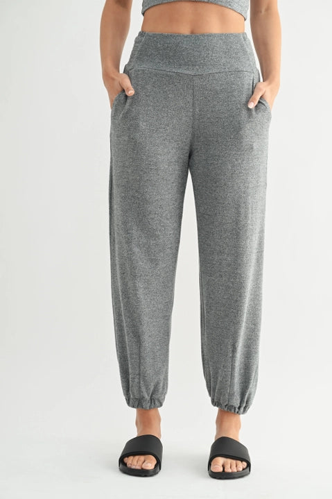 Brushed Hacci Lounge Jogger – 2 Tone Grey