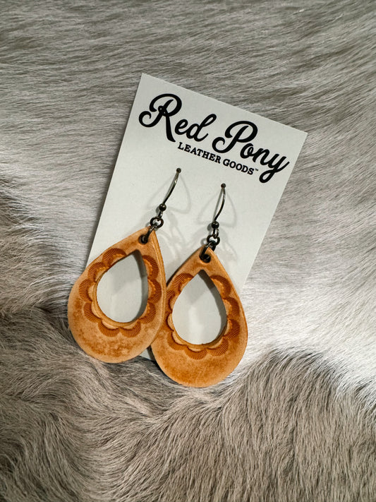 Hand Tooled Open Tear Drop Earrings