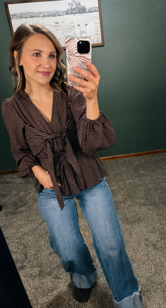 Belted Tie Peplum Blouse