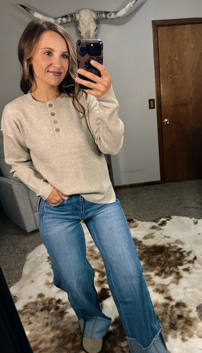 Waffle Sweater Knit Top