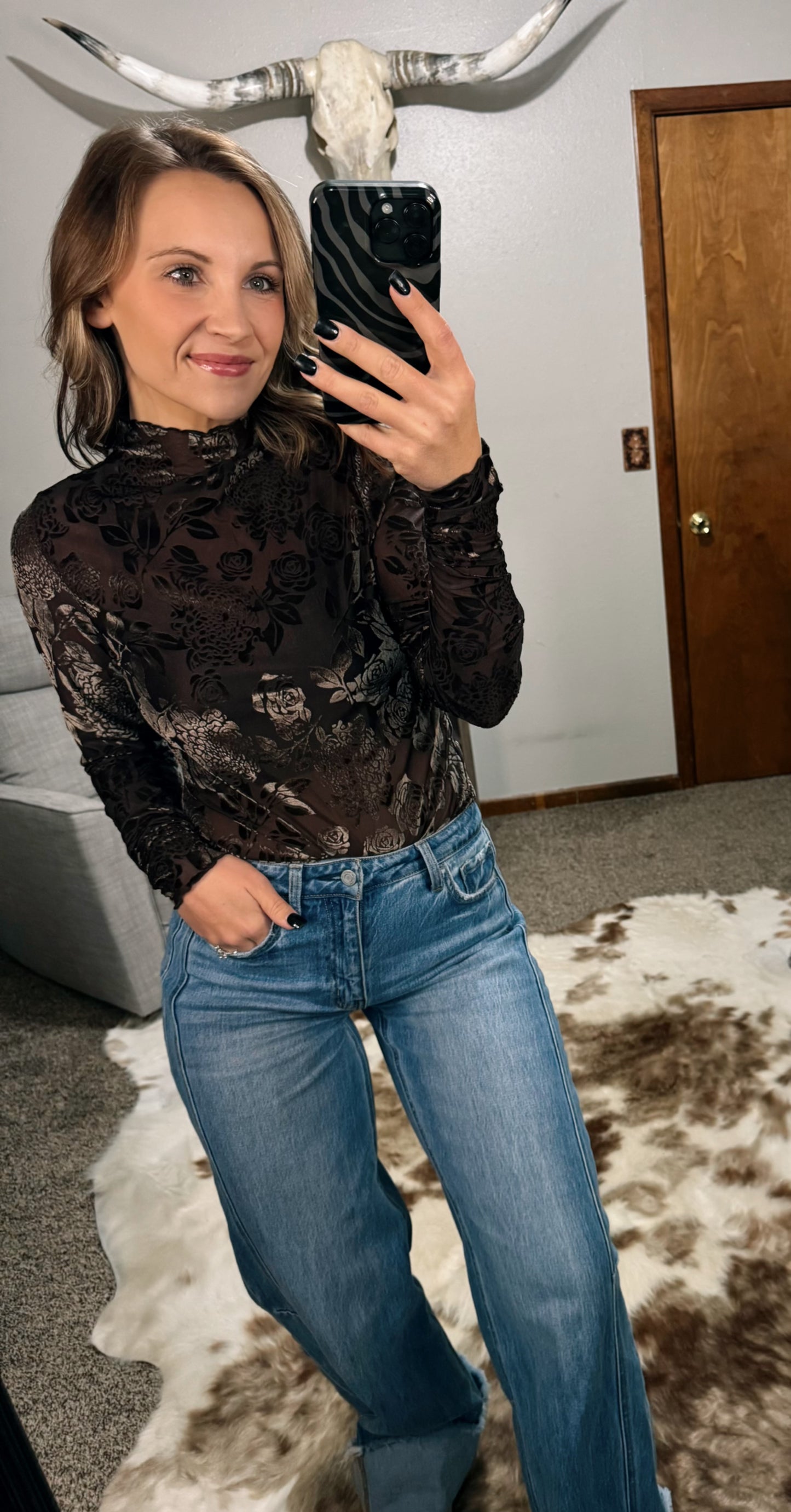 Velvet Mesh Top