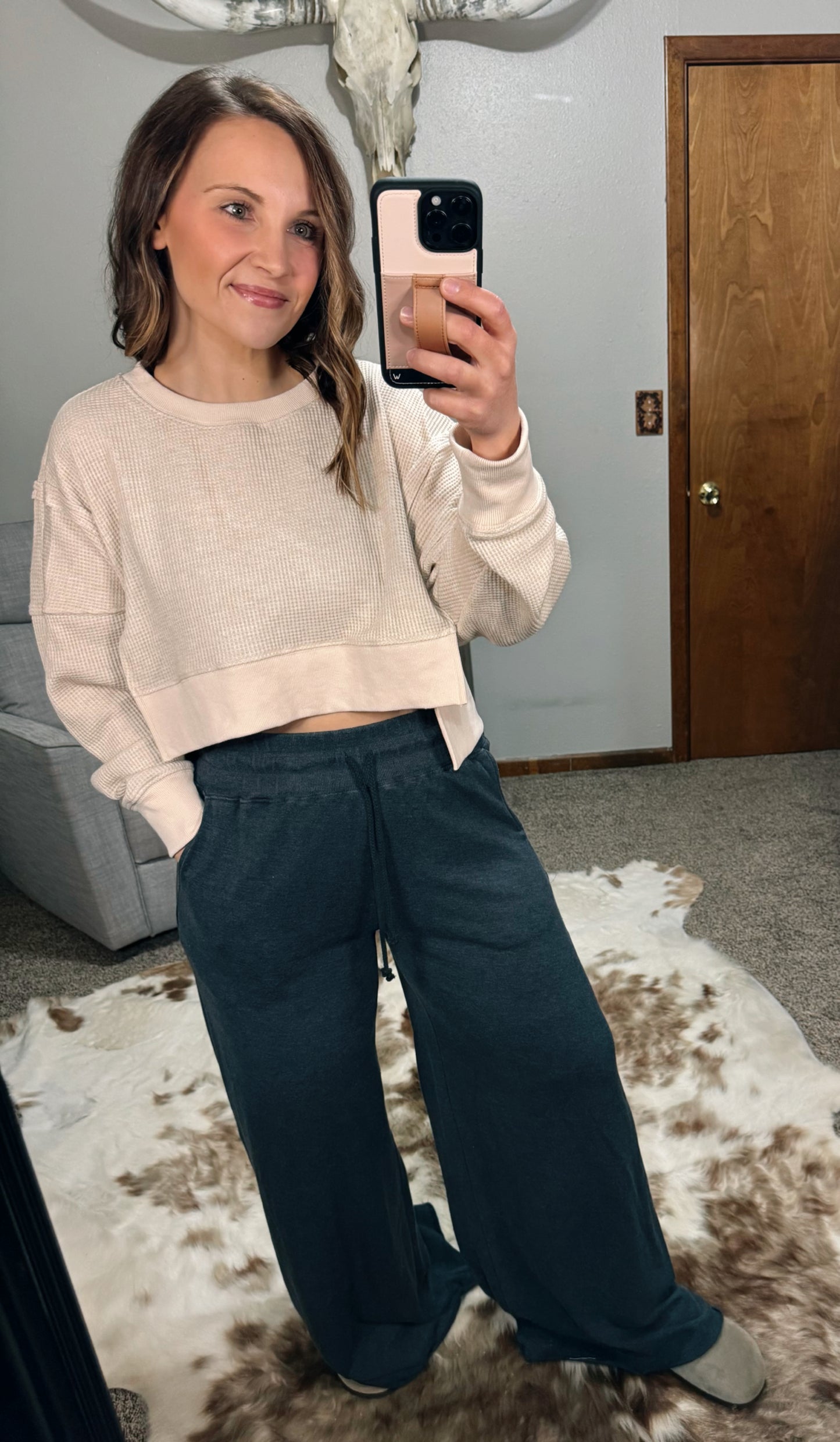 Waffle Knit Top - Oatmeal