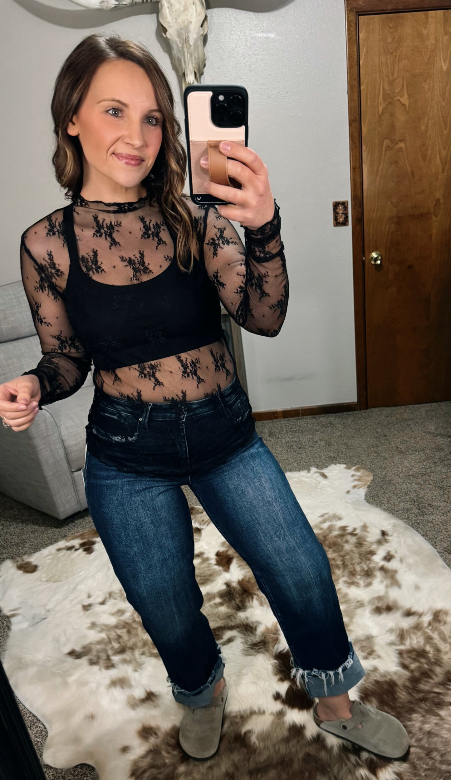 Floral Lace Top - Black