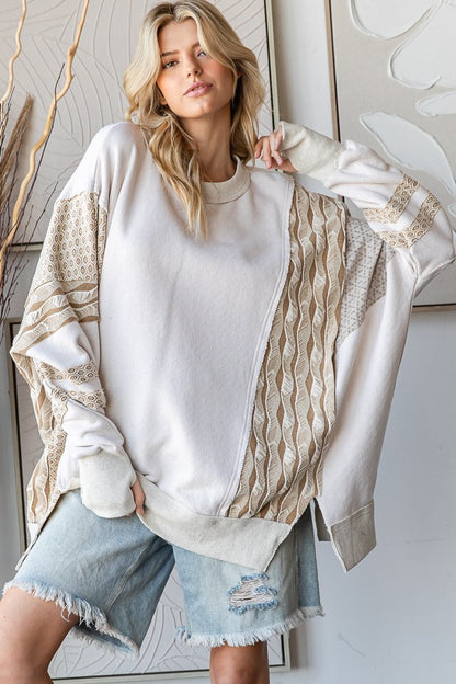 Mixed Fabric Sweater