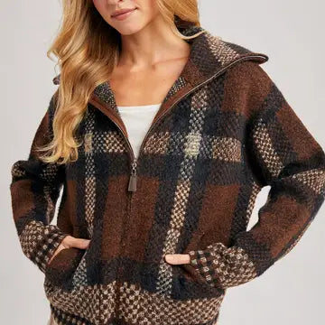 Plaid Zipper Jacket