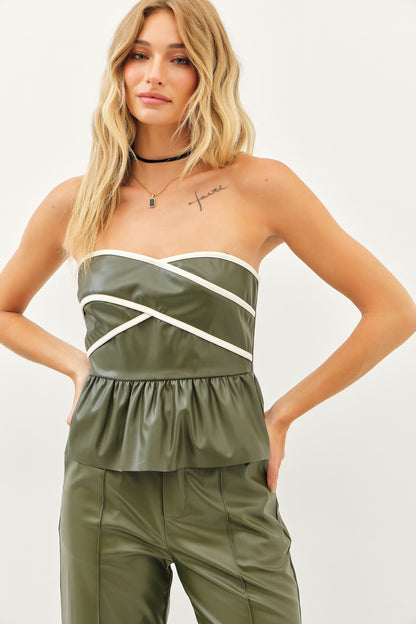 Faux Leather Sweetheart Top