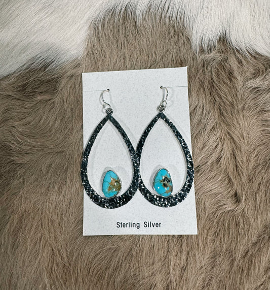 Sterling Silver & Turquoise Teardrop Earrings #2