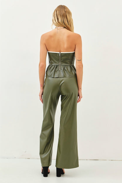 Faux Leather Sweetheart Top