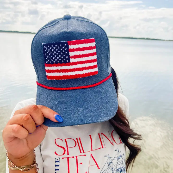 American Flag Patch Trucker Hat