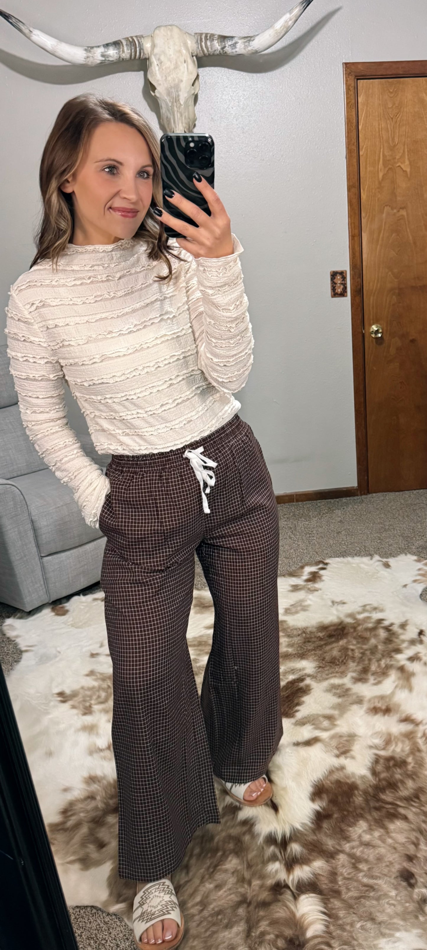 Plaid Drawstring Pants