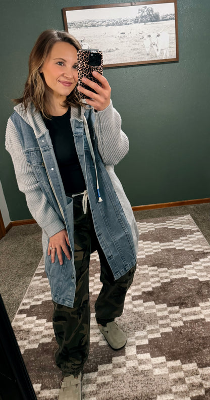 Denim & Knit Cardigan