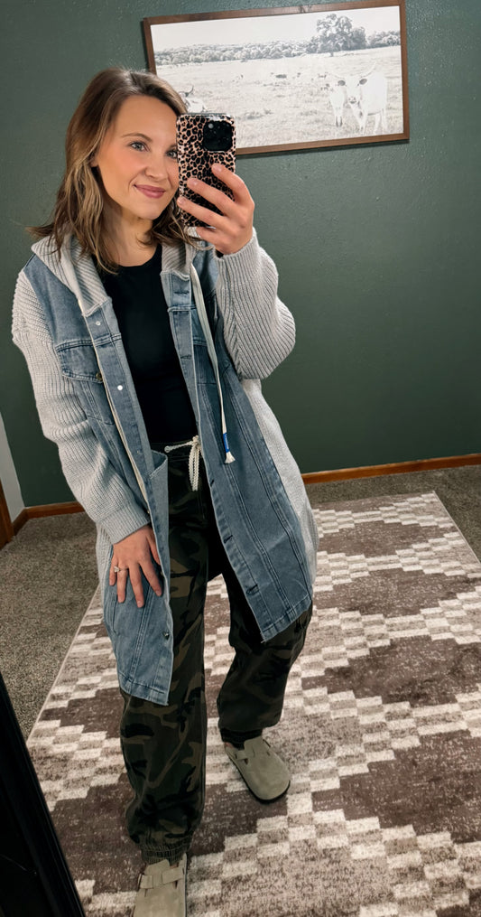 Denim & Knit Cardigan
