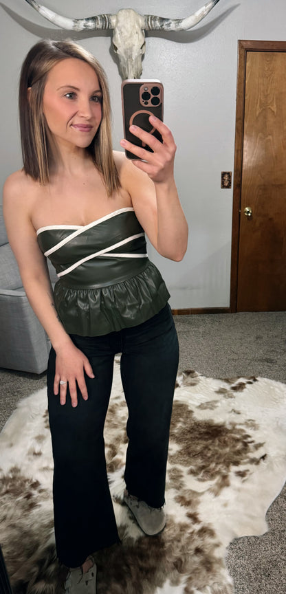 Faux Leather Sweetheart Top