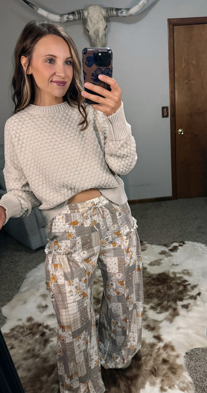 Patchwork Wide Leg Pants