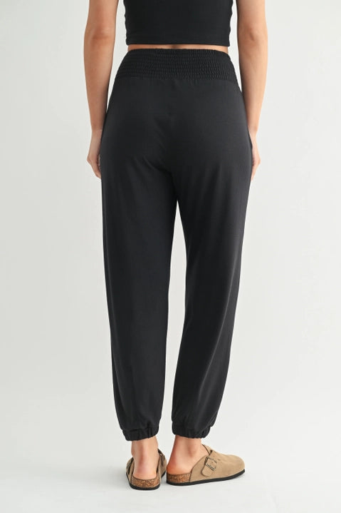 Brushed Hacci Lounge Jogger - Black