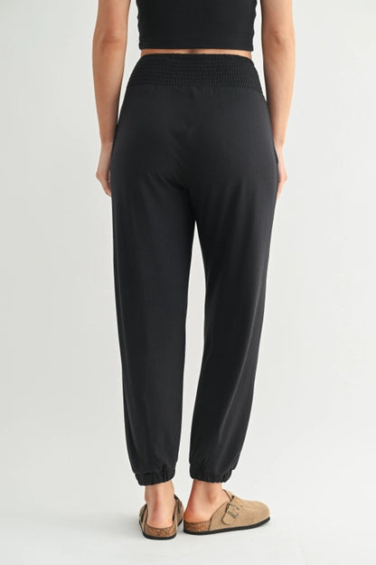 Brushed Hacci Lounge Jogger - Black
