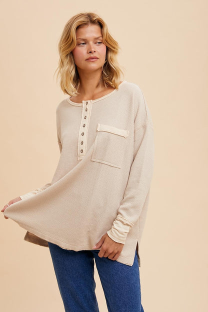 Oatmeal Henley Top